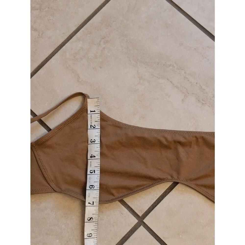 Skims Recycled Swim Micro Scoop Bikini Top Almond Brown Tan 4X